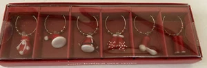 Pier 1 Imports Wine Glass Drink Charms Holiday Winter Theme Set of 6 New - Picture 1 of 10