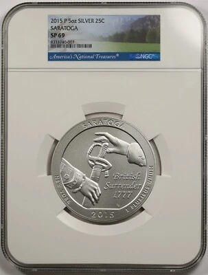 2015-P 5 oz Silver Saratoga 25C SP 69 NGC America The Beautiful ATB - Image 1 of 4