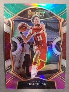 2020-21 Panini Select Trae Young Tri-Color Green, White, Purple Concourse Prizm - Picture 1 of 2