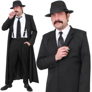 MENS DETECTIVE COSTUME HARDBOILED BOOK CHARACTER FANCY DRESS OUTFIT FILM NOIR - Picture 1 of 4