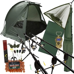 Configuración completa de pesca de carpa con cebo de red de aparejos de vivero elige 2 o 3 juego de caña de 12 pies - Imagen 1 de 26