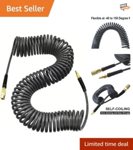 Durable 50' Polyurethane Recoil Air Hose with Quick Coupler & Bend Restrictors - Picture 1 of 8
