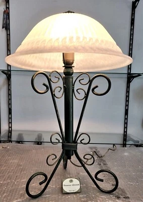 LAMPADA VETRO E FERRO BATTUTO STILE CLASSICO LUME VINTAGE ANTIQUARIATO MODERNO - Immagine 1 di 4