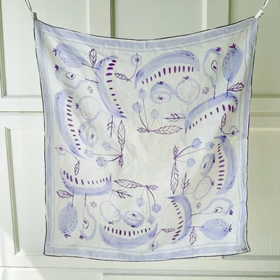 VTG 40s-50s Vera Neumann Purple Novelty Fruit Print Silk Scarf  22" - Image 1 of 4