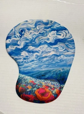 Ergonomic Mouse Pad With Clouds/ Flowers With A Wrist Rest - Image 1 of 4