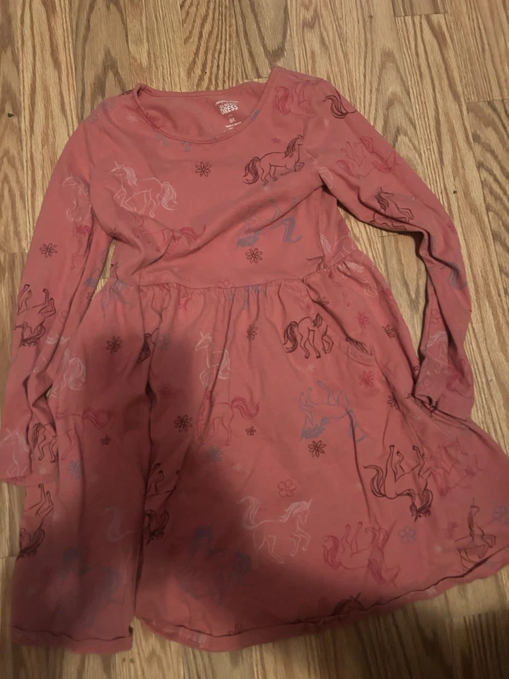 Vestido Jumping Beans Niñas Caballos Talla 6x Manga Larga Con Bolsillos Foto 1 de 1