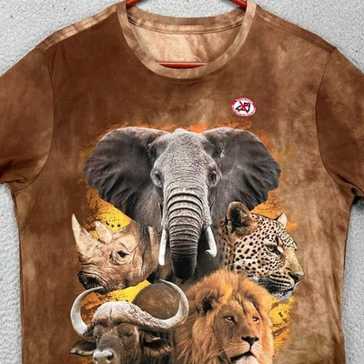 Kool Africa T-Shirt Graphic Tee Unisex Large Brown Tie Dye Safari Animals NEW - Image 1 of 4