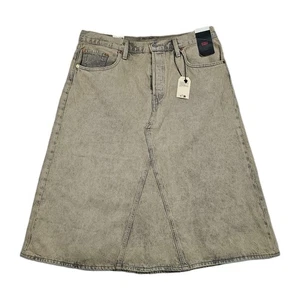 NWT Levi's Premium Decon Denim A-Line Skirt Womens 33 Long Midi Stone Big "E" - Picture 1 of 15