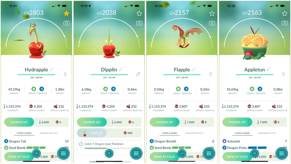Applin, Appletun, Flapple, Dipplin, Hydrapple | Tr-de 20k stardust - Image 1 of 1