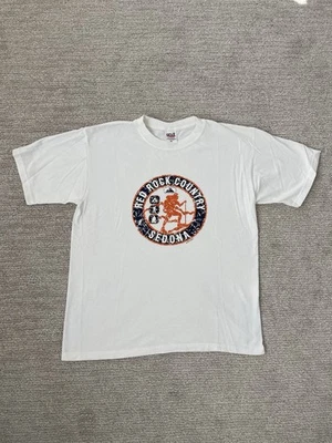 复古 Sedona Red Rock Country T 恤白色中号美国铁砧户外远足 — 第 1/4 张图片