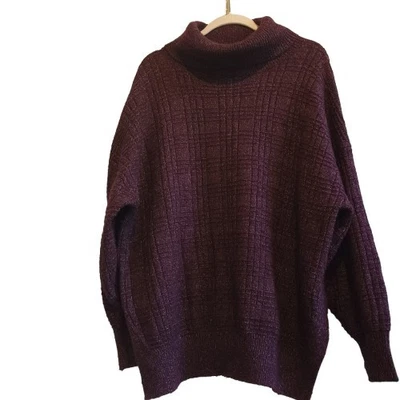 Suéter para mujer Lucky Brand de gran tamaño con cuello falso tejido con textura de vino talla mediana Foto 1 de 4