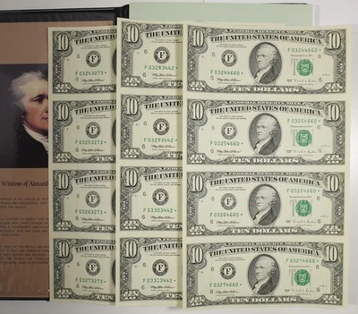 3x 1995* $10 Federal Reserve 4-Note Uncut Star Note Sheets Atlanta 30685 - Image 1 of 4