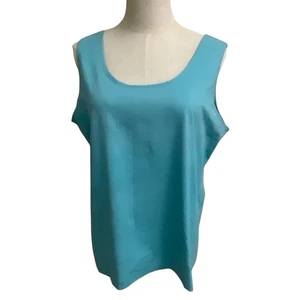 Chico's Women's Tank Top Scoop Neck Sleeveless Aqua Blue Size 3 - Picture 1 of 6
