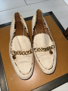 TORY BURCH Sz 8.5 MINI BENTON LOAFER WOVEN/RAFFIA LEATHER Charm - Picture 1 of 13