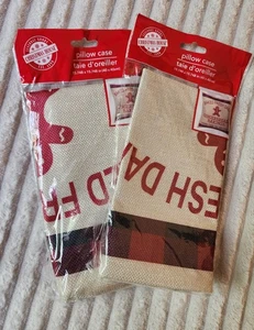 Weihnachten Kissenbezüge 2er Set Lebkuchen Bauernhaus Sackleinen rot - Bild 1 von 3