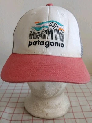 Patagonia Trucker Cap Hat White Red Youth Adjustable Snapback Embroidered Logo - Image 1 of 4