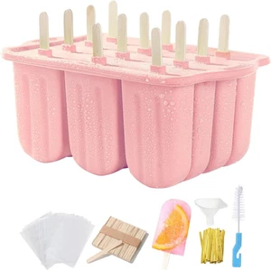 Popsicles Molds Set, 12 Cavity Homemade Maker Ice Pop Mold, Silicone Freezer Mol - Picture 1 of 12