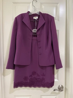 TALBOTS Mujer Morado 2 Piezas Falda Trajes Talla 12 Foto 1 de 4
