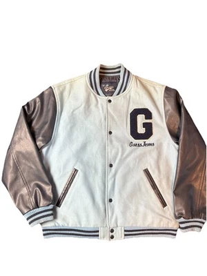 Guess Jeans Varsity Letterman Vintage Wool Flight Reversible Jacket Blue Size L - Image 1 of 4