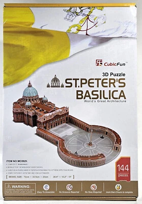 CUBICFUN 3D PUZZLE MC092H ST. PETER'S BASILICA 144 Pcs 28.4" x 13.2" x 9" - Image 1 of 4