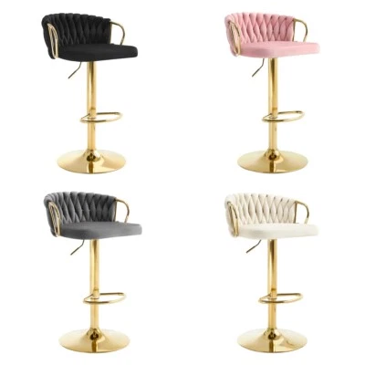 1/2/4x Barhocker höhenverstellbar Barstuhl 360° drehbar Küchenhocker aus Samt - Bild 1 von 4