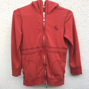 ABERCROMBIE & FITCH Red Authentic Vintage Hooded Sweatshirt Hoodie Sweater M - Picture 1 of 6