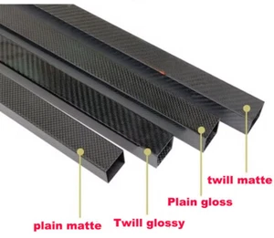 2pcs 3K Carbon Fiber Square Tube Black OD8-50mm length 500mm - Picture 1 of 8
