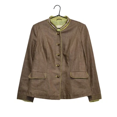 Jaqueta Blazer Marrom Feminina Schneiders Salzburg 100% Linho Tamanho F 42 GB 14 EUA 10 - Imagem 1 de 4