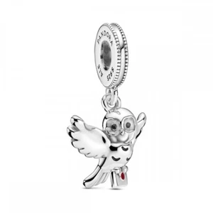 New Genuine Authentic Pandora x Harry Potter Hedwig Owl Dangle Charm ~799123C01~ - Picture 1 of 13