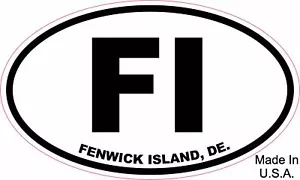 Adesivo FENWICK ISLAND Delaware FI DE vinile ovale euro finestra decalcomania - Foto 1 di 1
