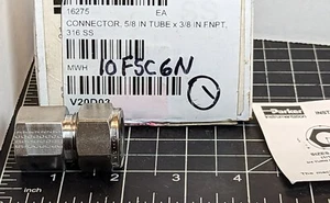 5/8” Tube X 3/8” Female Connector Stainless Steel Parker Alok 10FSC6N-316 [OF35] - Picture 1 of 5