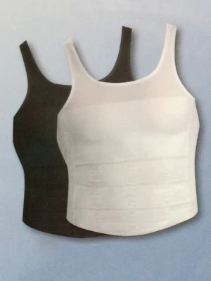 Figur Body Unterhemd M L Herren 2er-Set schwarz weiß Bauchweg Shapewear Sixpack