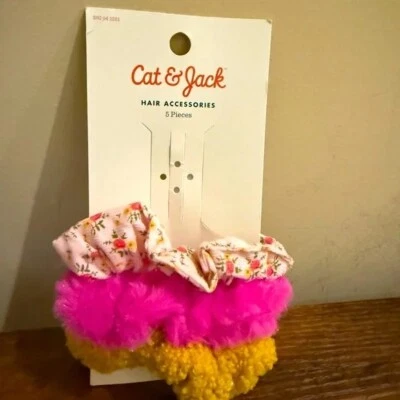 Cat & Jack Girls Scunci Hair Accessories Faux Fur Floral NWT - Image 1 of 3