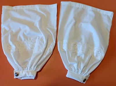 Women's White Cotton Lace Trimmed  Repro. Civil War Lace Trim & Metal Buttons - Image 1 of 4