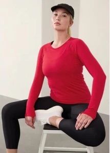 Top ATHLETA MOMENTUM SEAMLESS con foro per pollice, trifoglio bacca, grande, nuovo con etichette - Foto 1 di 6