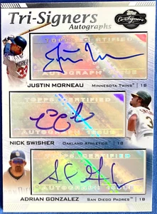 MORNEAU, SWISHER, GONZALEZ 2007 Topps Co-Signers Tri-Signers Autographs #TS-MSGO - Picture 1 of 10