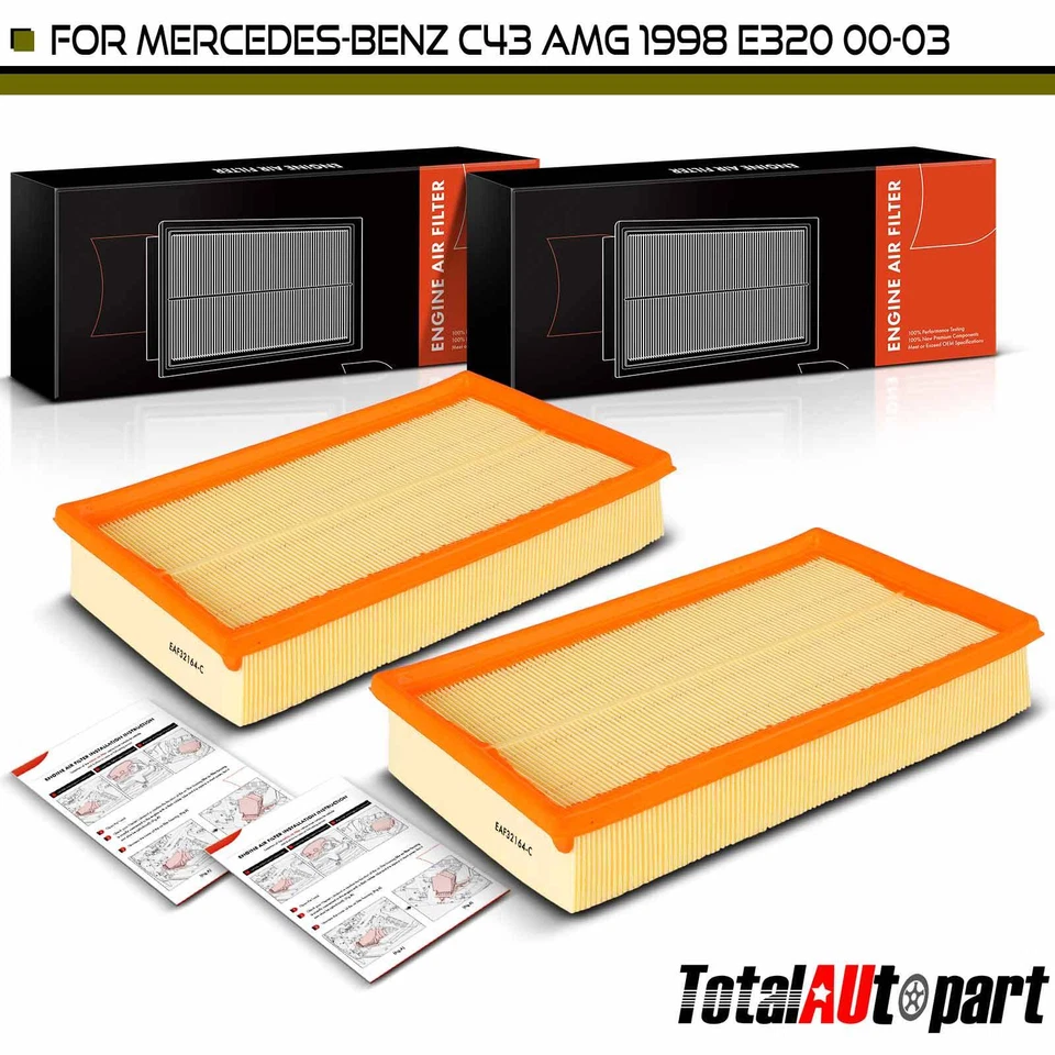 2x Engine Air Filter for Mercedes-Benz E320 2000-2003 E430 1999-2002 Front Side - Image 1 of 4