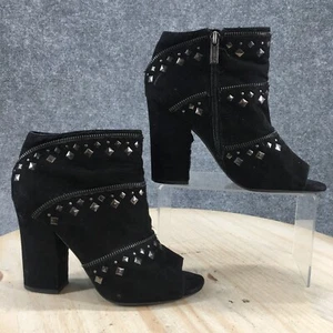 Jessica Simpson Boots Womens 7.5 M Midara Studded Peep Toe Bootie Black Heels - Picture 1 of 22