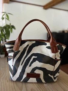 dooney & bourke canvas leather animal print satchel bag (See pics for details) - Picture 1 of 10