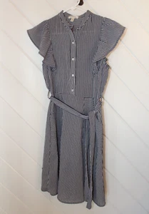 Monteau Kleid V-Ausschnitt geknöpft marine gestreift, Damen Gr. XS, NEU ohne Etikett - Bild 1 von 3