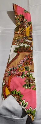 Bufanda Vintage Dama Heritage Retro Rosa Verde Amarillo Estampado Floral 62" Largo Foto 1 de 4