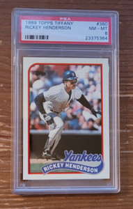 1989 Topps Tiffany #380 Rickey Henderson PSA 8 New York Yankees