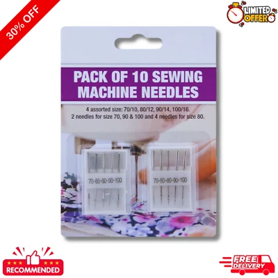 GLAMIFIED GLAM # 10x Sewing Machine Needles Universal Fit – Assorted 70/10 80/12 90/14 100/16