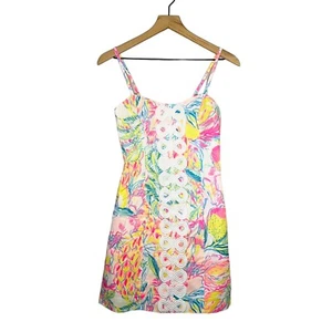 Abito donna elasticizzato Lilly Pulitzer ricamato Shelli Fiesta Bamba nuovo con etichette taglia 4 - Foto 1 di 10