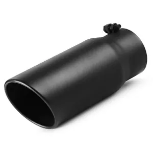 4" Inlet 5" Outlet 12in Long Bolt On Diesel Exhaust Tip Black Stainless Steel - Bild 1 von 9