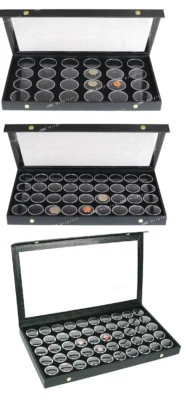 Estuche de 3 bandejas para tarros de gemas con 110 piezas frascos de gemas vista transparente a presión joyero frascos negros  Foto 1 de 4