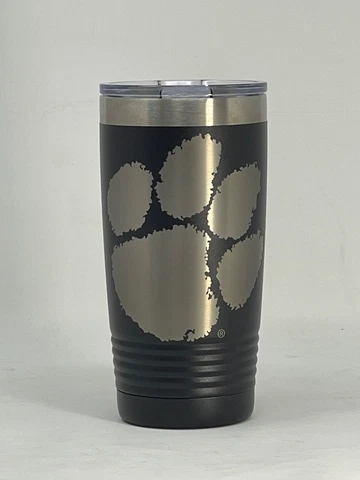 Clemson BIG PAW Black 20oz Double Wall Insulated Stainless Steel Tumbler Gift Cover