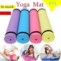 Yoga mat 72" X 24" Color Blue - Exercise Mat With Straps.
