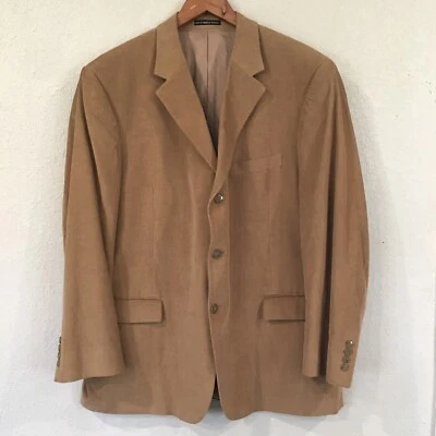 Andrew Fezza Men 48R Blazer Tan Corduroy Sports Coat 100% Cotton Preppy Academia - Image 1 of 4