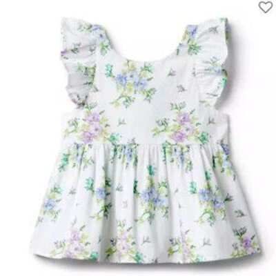 Top Seersucker Peplum Volantes Floral Blanco Rosa Verde JANIE AND JACK Niña 4T Foto 1 de 4